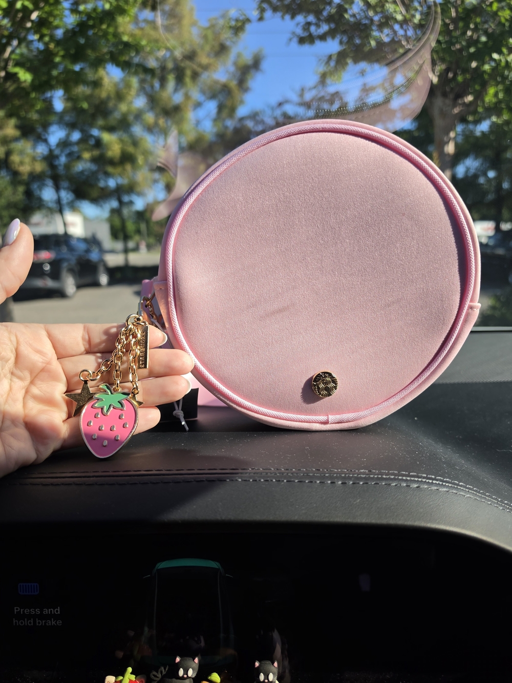 Starbucks Pink Round Cross Body Bum Bag Pouch with Strawberry Charm NwT Summer